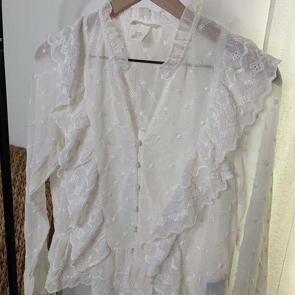 H&M boho ruffle chiffon blouse - Picture 2 of 3